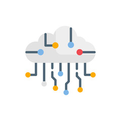 Cloud Circuit Flat Icon Style Illustration. 
