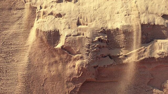 As a sand dune gets too tall to hold its own weight, sandfalls begin to erode the heights, as seen here in Namibia