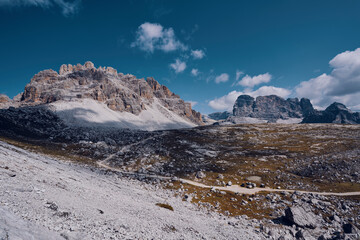Fototapeta premium View from the tour around the Three Peaks of Lavaredo