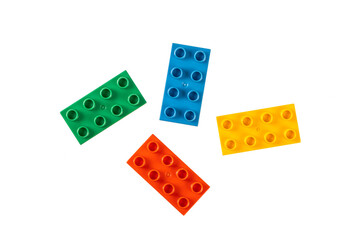 Building toy block isolated on white background.