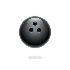 Bowling ball. Bowling icon. Sport game. Bowling game. Bowling club, tournaments. Sport icon. Skittles with ball. Black ball. Realistic black sphere. Vector illustration. Transparent background.