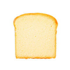 Sliced butter cake isolated on white background .top view
