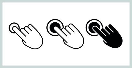 Hand click set vector icons, clicking pointers.