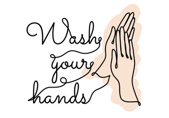 Hand lettering with quarantine and coronavirus tip in a hand drawn linear style.