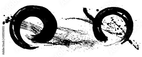 円にしぶき 墨素材 手書きの毛筆イラスト Wall Mural lto