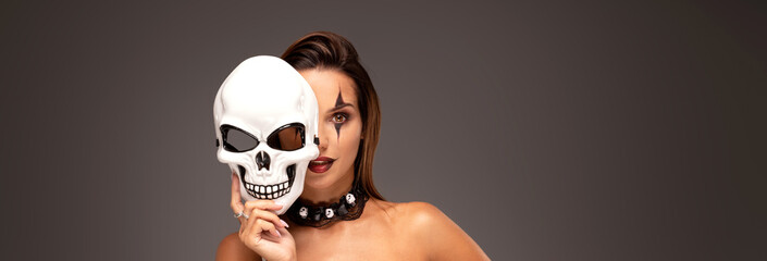 Beautiful girl in halloween makeup