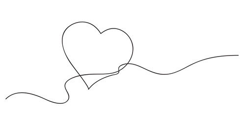 Heart. Abstract love symbol. Continuous line art drawing vector illustration