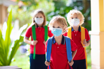Kids on first school day after quarantine.