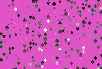 Light Pink, Green vector background with cards signs.