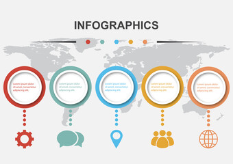 Infographic design template with 5 circles