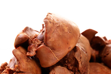 Chicken liver on a white background