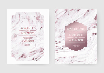 Luxury marble wedding design invitation backgrounds with rose gold texture.