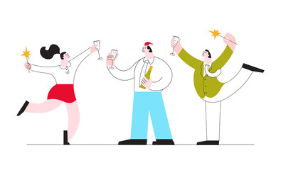 Happy friends with champagne