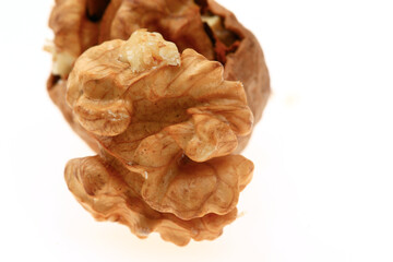 Walnuts on a white background