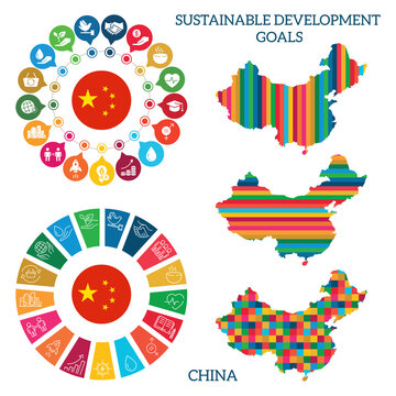 China. Sustainable Development Goals. Icons Set