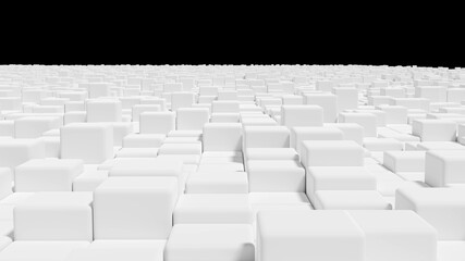 Abstract white cubes background. Minimalist city concept. 3D rendering image.