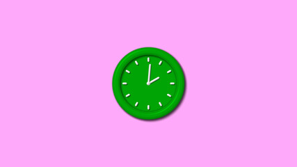 New green color 3d wall clock isolated on pink light background,wall clock