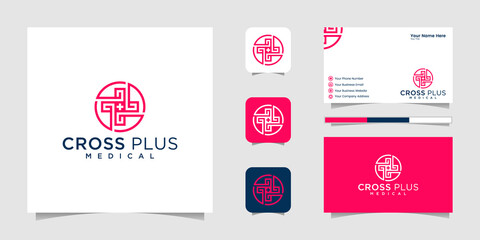 Cross plus medical logo design and business card