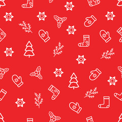 Christmas vector seamless pattern with gift and snowflake,