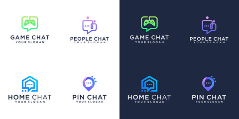 logo set chat letter logo designs in colorful modern minimalist flat for business