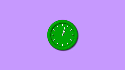 New green color 3d wall clock isolated on purple background,3d clock