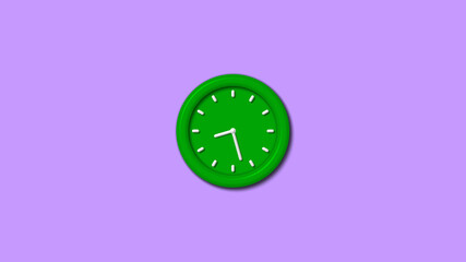 Amazing green color 3d wall clock isolated on purple background,wall clock