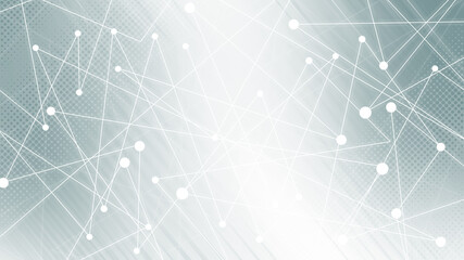 Obraz premium Technical futuristic design wallpaper. Gray halftone pattern with white line motion and network connection backdrop wallpaper. Clean Grey geometric background.