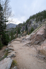 The Emerald Lake hiking trail (leads to three lakes in Rocky Mountain National Park) in Colorado