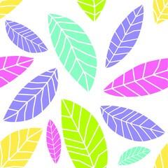 seamless pattern colorful leaf with white background