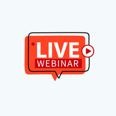Live Webinar Button, icon, emblem label gradient Vector illustration flat linear badge and banner, scroll, sticker, ribbon, embem, poster.