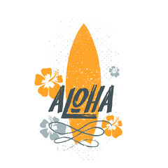 surfing board with aloha text and flower ornament © art_fine77