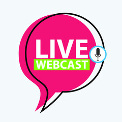 Live Webinar Button, icon, emblem label gradient Vector illustration flat linear badge and banner, scroll, sticker, ribbon, embem, poster.