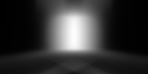 Dark black studio room with spotlight backdrop wallpaper, blank perspective for show or display your product montage or artwork. 