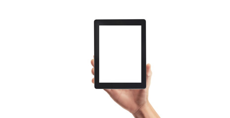 Hands holding tablet touch screen