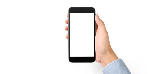 Hand holding smartphone device  touching screen