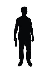 Man drink water silhouette vector