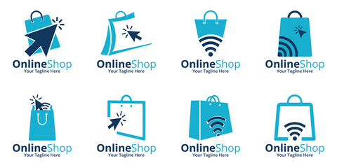 Set of Online Shop Logo designs Template. Illustration vector graphic. Perfect for Ecommerce,sale, store web element. Company emblem.