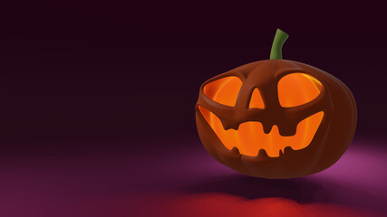 Halloween pumpkin on a dark purple background