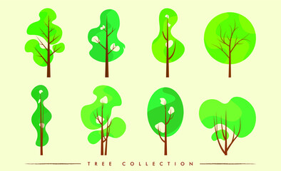 set of green trees