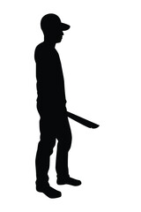 Man with spata knife silhouette vector