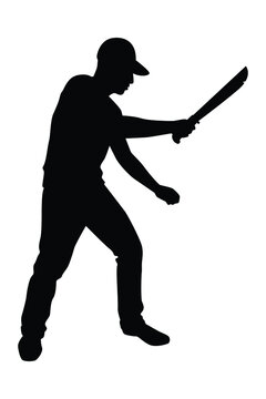 Man with spata knife silhouette vector