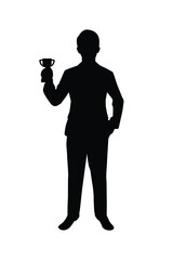 Business man with trophy silhouette vector