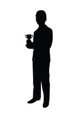 Business man with trophy silhouette vector