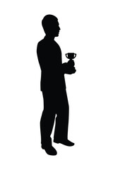 Business man with trophy silhouette vector