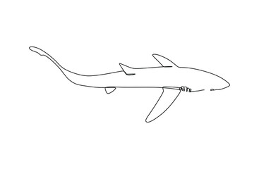 Shark - Continuous one line drawing.