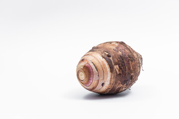 Taro fruit that has not been peeled separately  isolated on white background