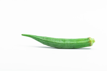 Fresh green okra, isolated on a white background