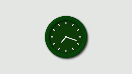 Amazing green dark 3d wall clock isolated on white background,wall clock