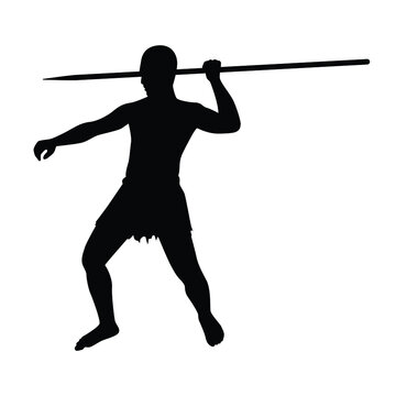 recommend clip art: Forest man with spear silhouette vector