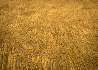 Gold wall treated with textured Rough plaster